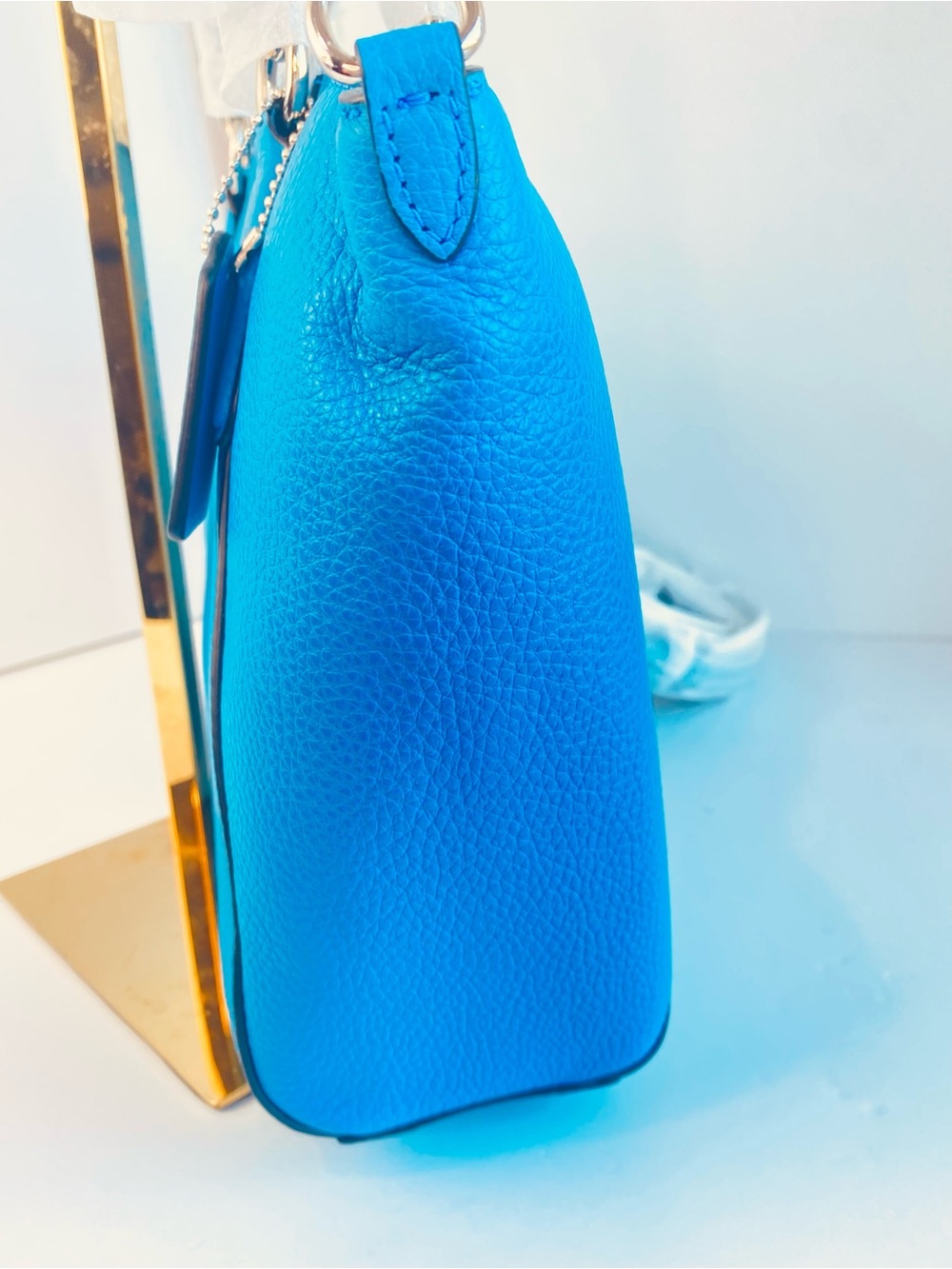 Coach NWT Kelsey Pebble Leather Satchel in Bright Blue - Picture 8 of 11